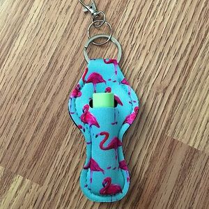 Flamingo Lip Balm Holder Keychain